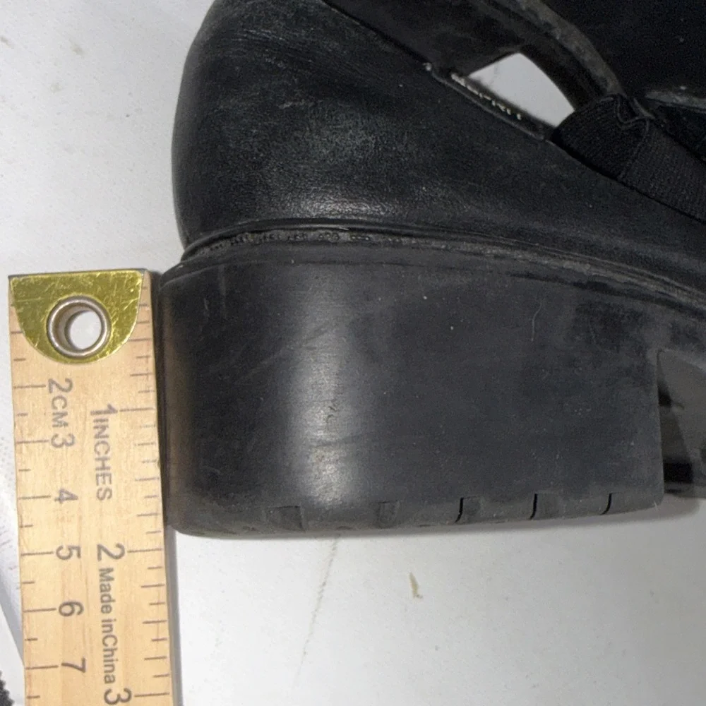 Vintage Esprit Chunky Platform Loafers Black 90s Y2K Goth Dark Grunge Shoes Sz 8